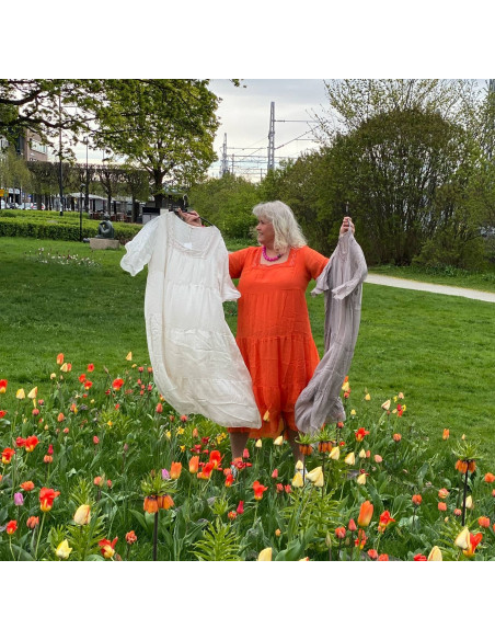 BIBBA Silkekjole Firekantet hals PB2363