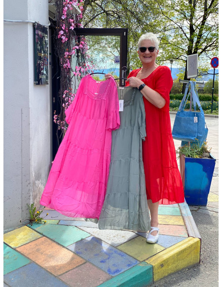 BIBBA Silkekjole Firekantet hals PB2363