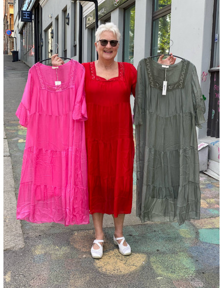 BIBBA Silkekjole Firekantet hals PB2363