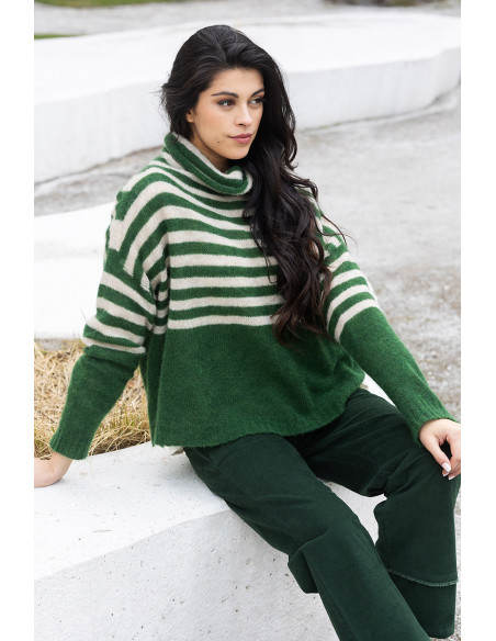BOHÉME Genser Krage Stripet B13114