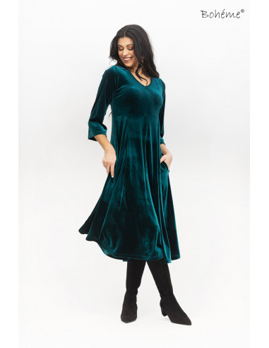 BOHÉME Kjole Lang A-linje velour B13139