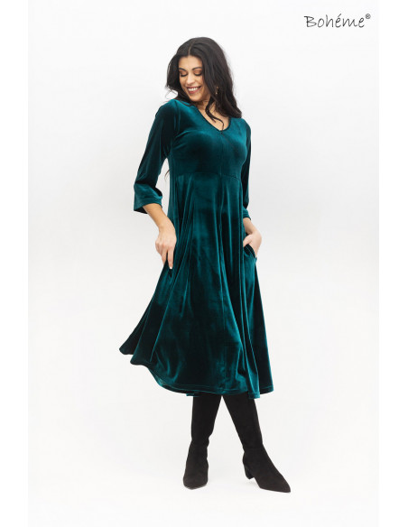 BOHÉME Kjole Lang A-linje velour B13139