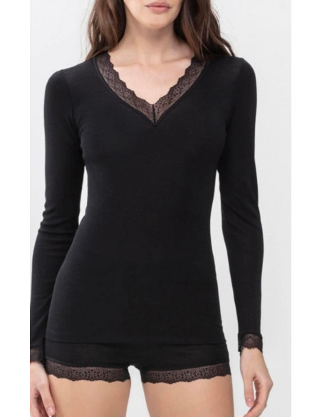 Mey Topp 66003 Genser ull og silke med blonde