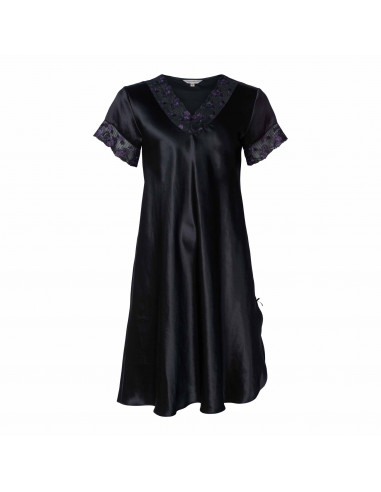 LADY AVENUE Pure Silk Nattkjole Med Kort Arm...