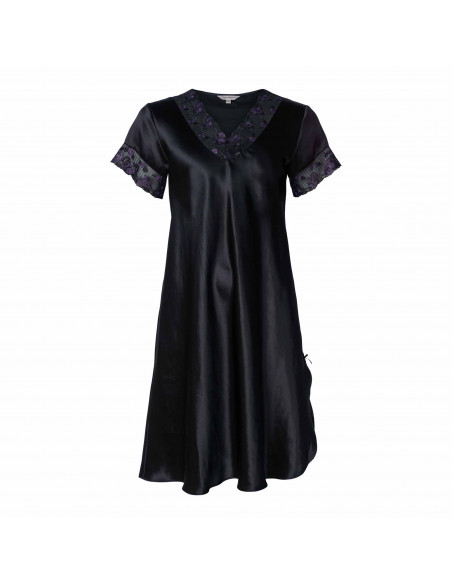 LADY AVENUE Pure Silk Nattkjole Med Kort Arm 31-80912