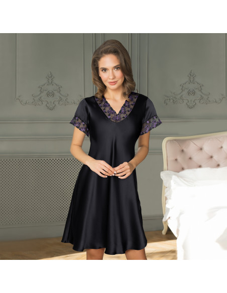 LADY AVENUE Pure Silk Nattkjole Med Kort Arm 31-80912